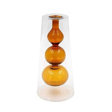 Double Wall Bubble Glass Bud Vase Amber - Maison Nova