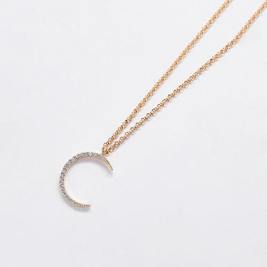 Pavé Crescent Moon Necklace 18" - Maison Nova -