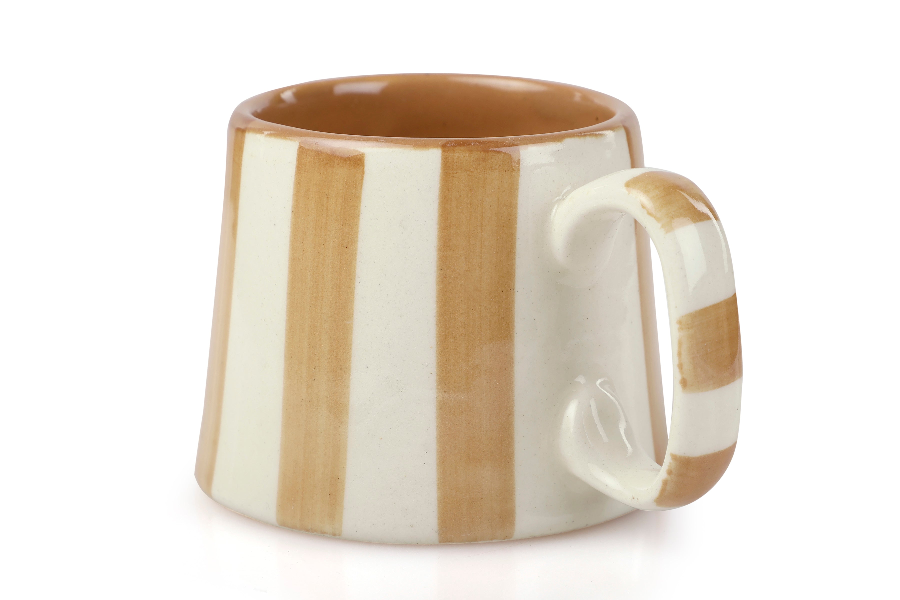 Ceramic Brown Stripe  Coffee Cup - Set of 2