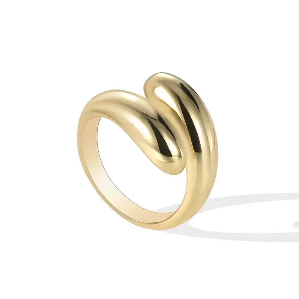 18K Gold-Plated Twisted Adjustable Ring