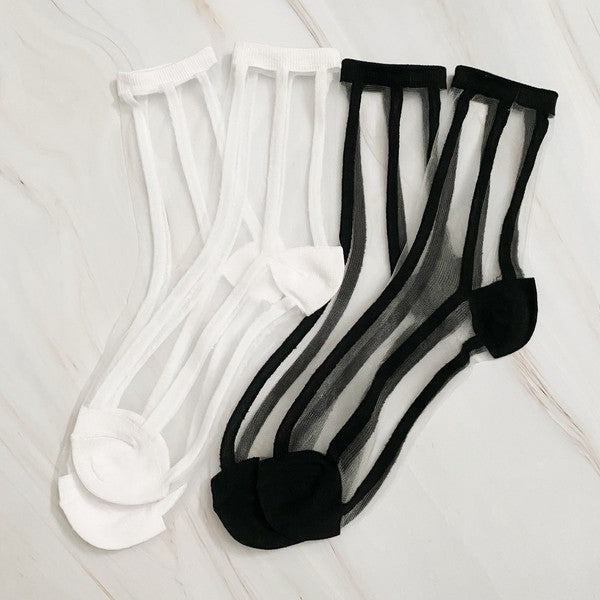 In Line Sheer Socks Set Of 2 Pairs