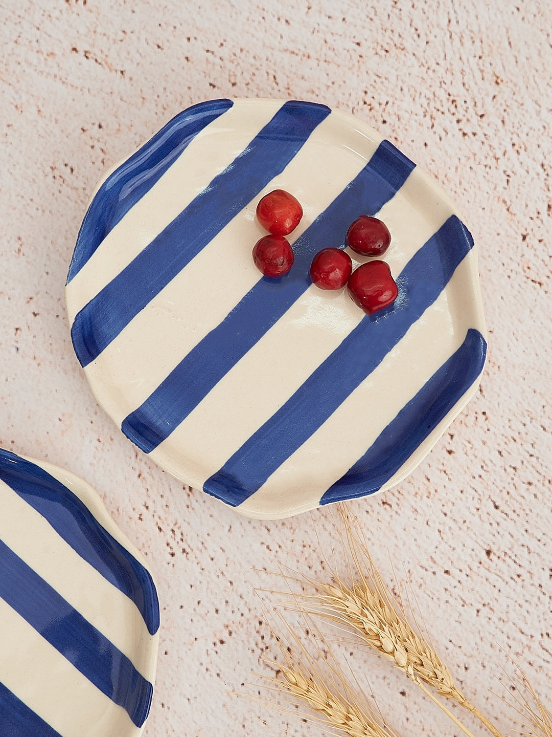 Ceramic Blue Stripe Plate - Set of 2