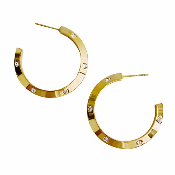 Jewel Studded Dimensional Hoop Earrings