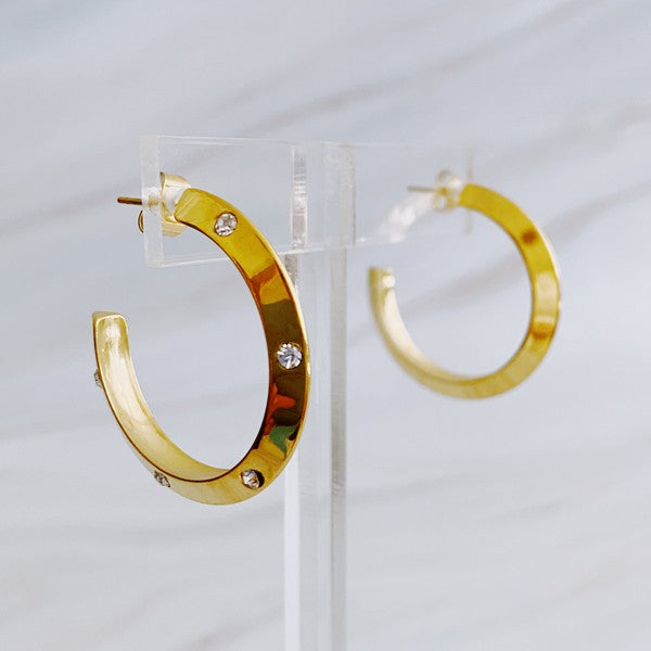 Jewel Studded Dimensional Hoop Earrings