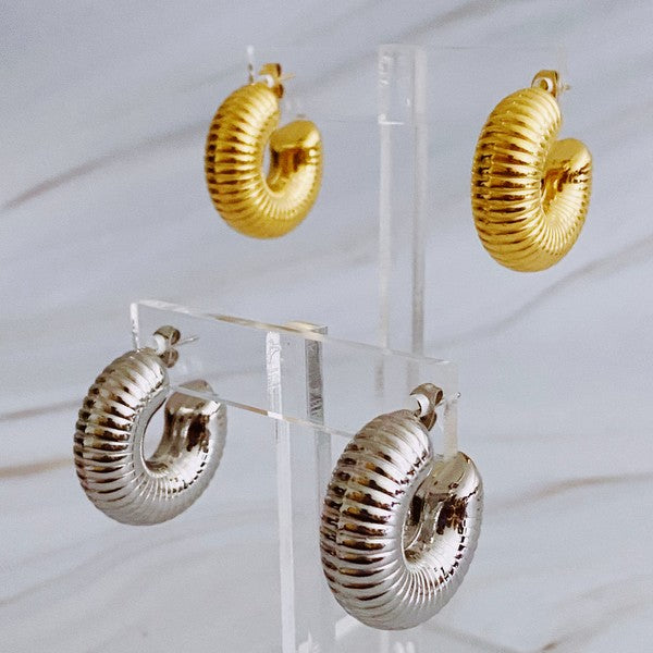 Pleats Hoop Earrings