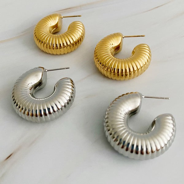 Pleats Hoop Earrings