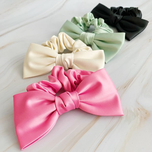 Satin Bow Tie Hair Scrunchie