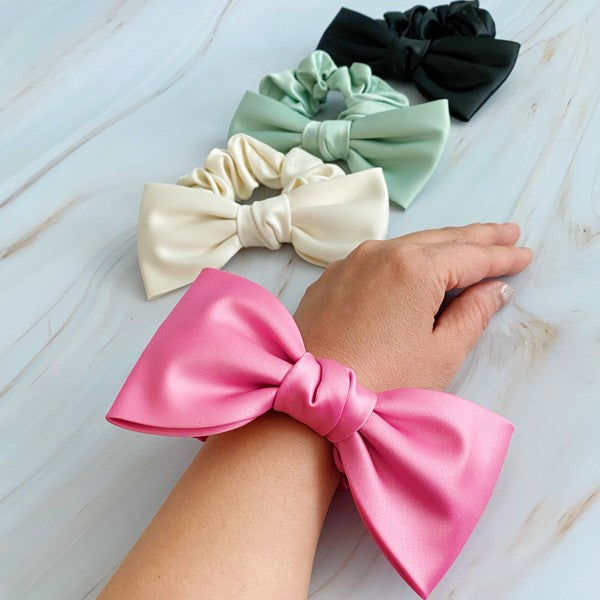 Satin Bow Tie Hair Scrunchie