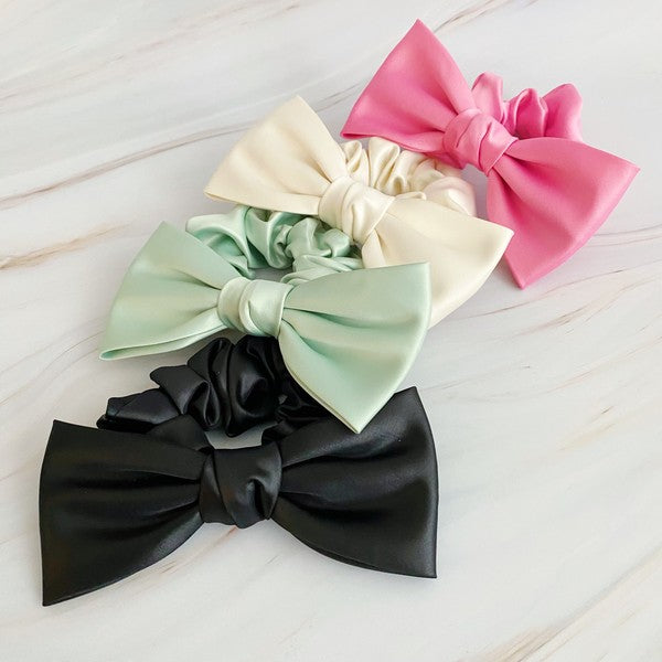 Satin Bow Tie Hair Scrunchie