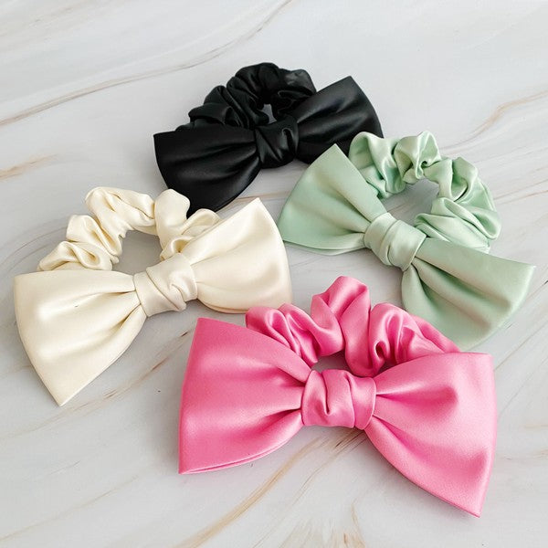 Satin Bow Tie Hair Scrunchie