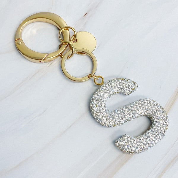 It Girl Glam Initial Key Chain - Crystal Clear