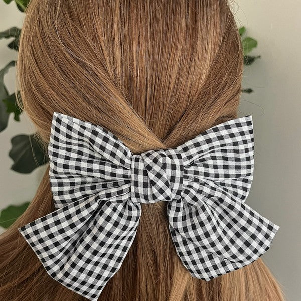 Gingham Bow Hair Clip