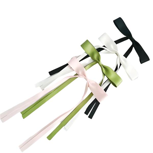 Ballerina Slim Bow Hair Clip Set Of 4