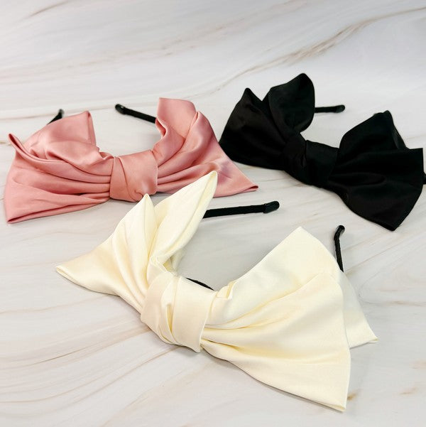 Satin Bow Crown Headband