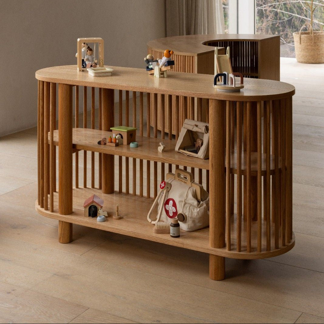 Oak Two Tiered Fluted Shelf