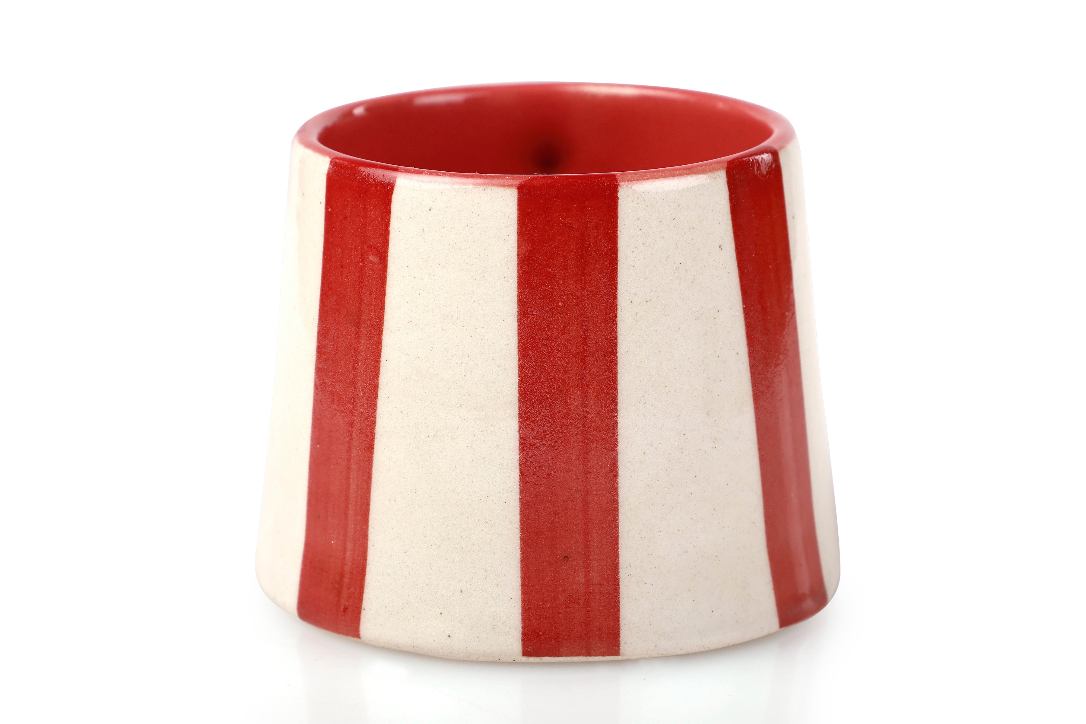 Ceramic Red Stripe Coffee Cup - Set of 2