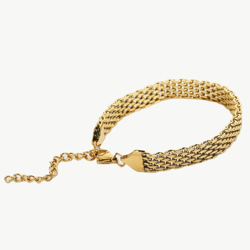 18K Gold-Plated Wide Chain Bracelet Closed