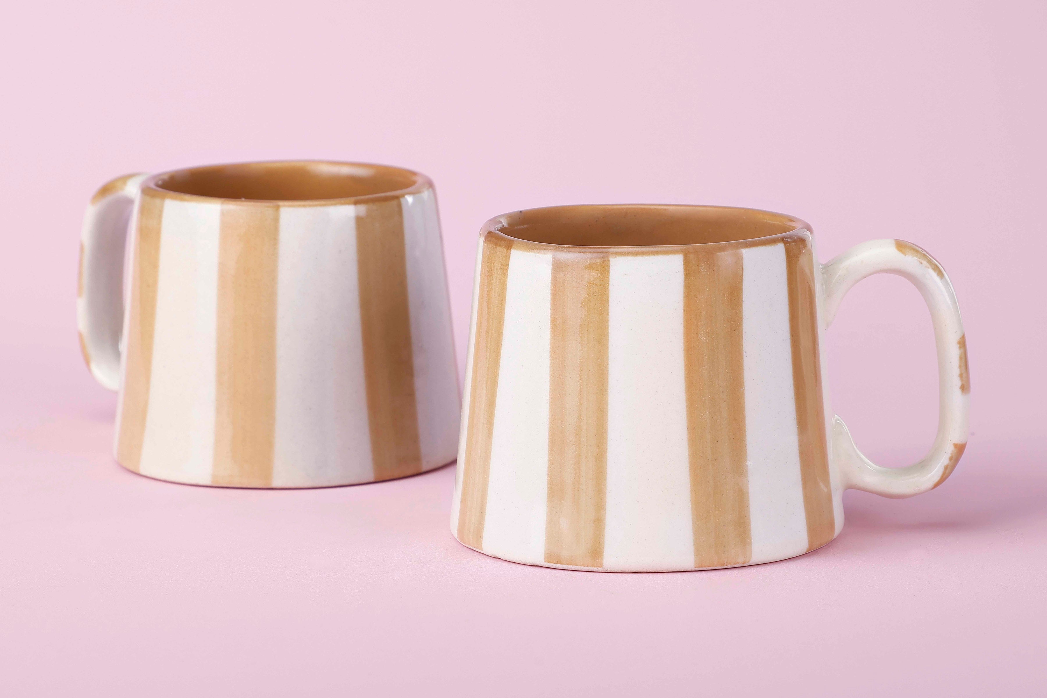 Ceramic Brown Stripe Coffee cup - Set of 4