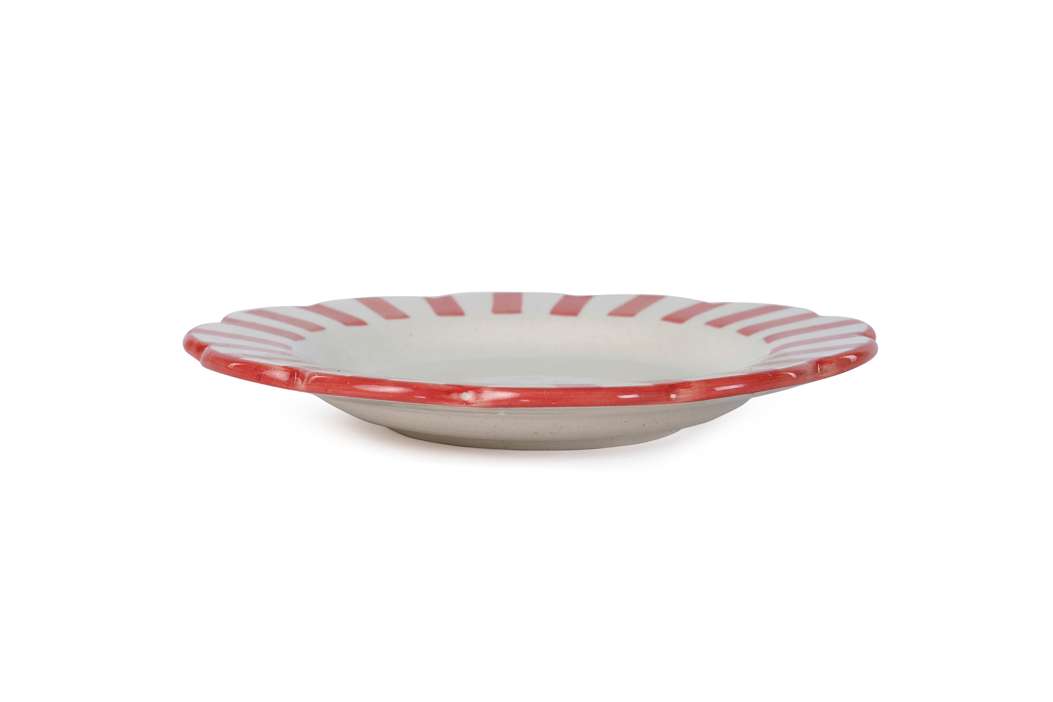 Ceramic Stripe Salad Plate in Red 8.25 Inches - Set of 2