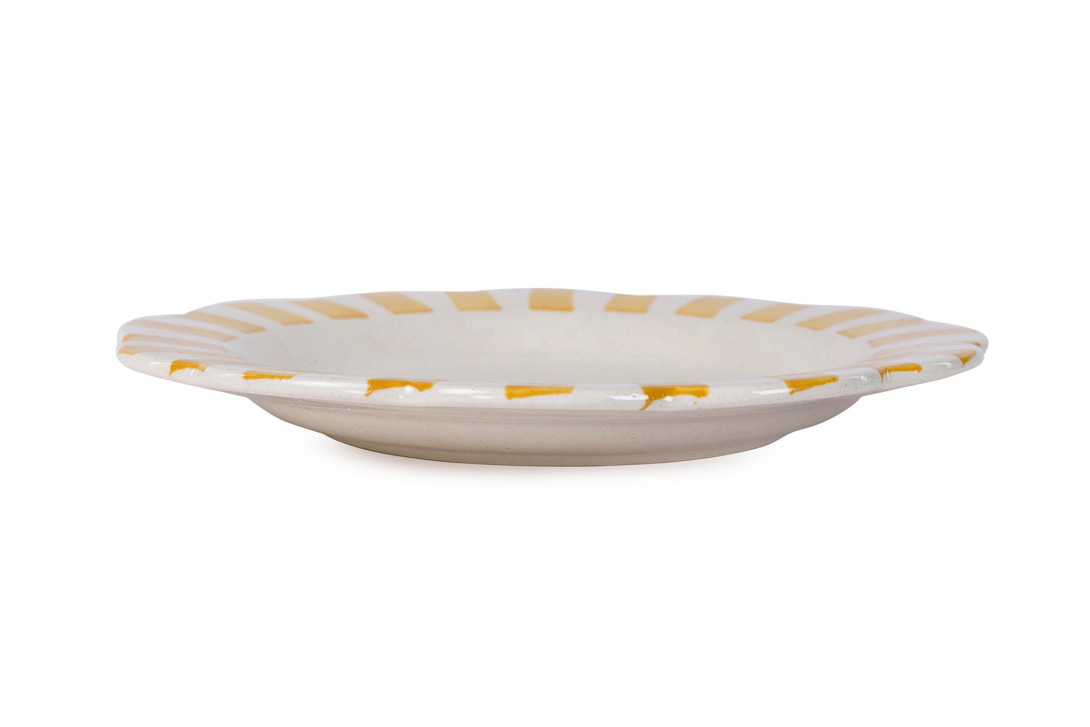 Ceramic Stripe Dinner Plate in Yellow 10 inches - Set of 2