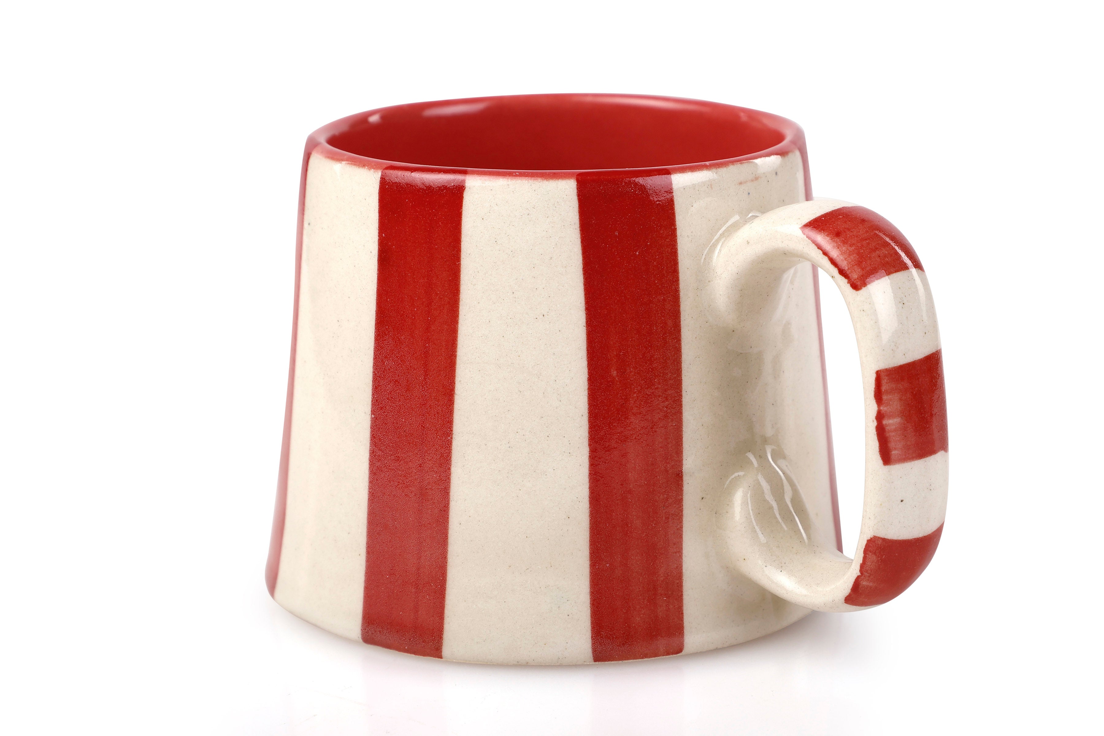 Ceramic Red Stripe Coffee Cup - Set of 2