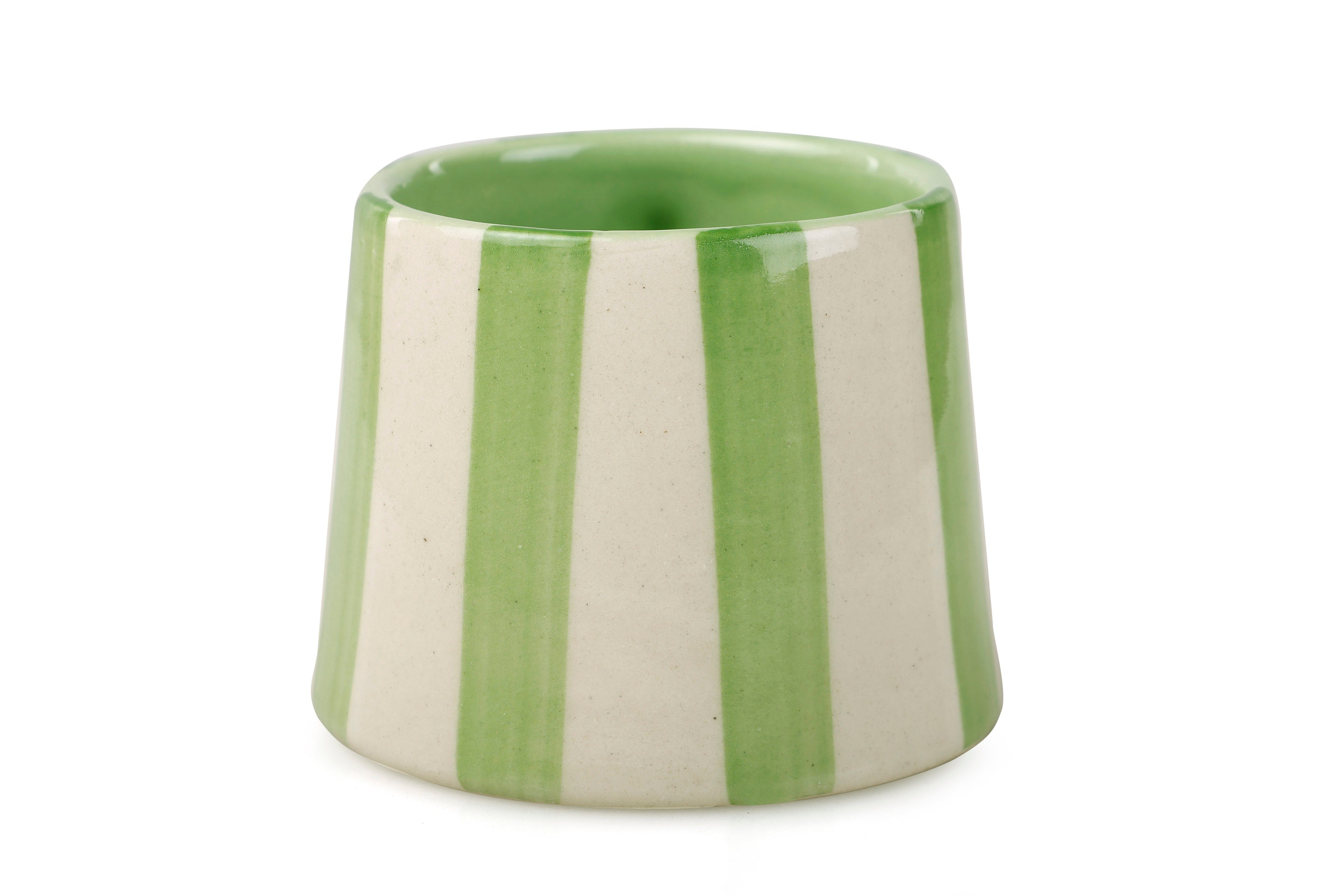 Ceramic Green Stripe  Coffee Cup - Set of 2