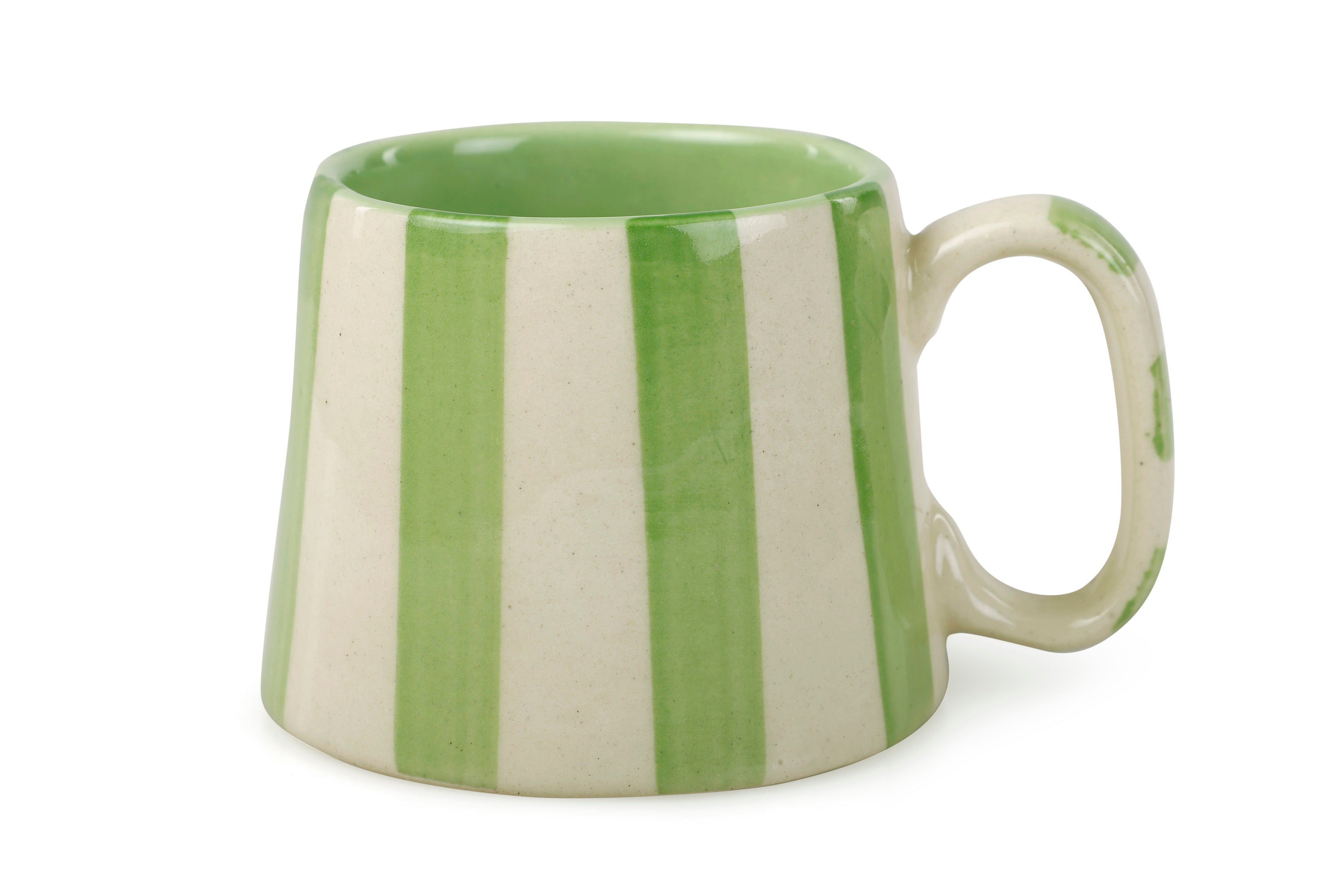 Ceramic Green Stripe  Coffee Cup - Set of 2