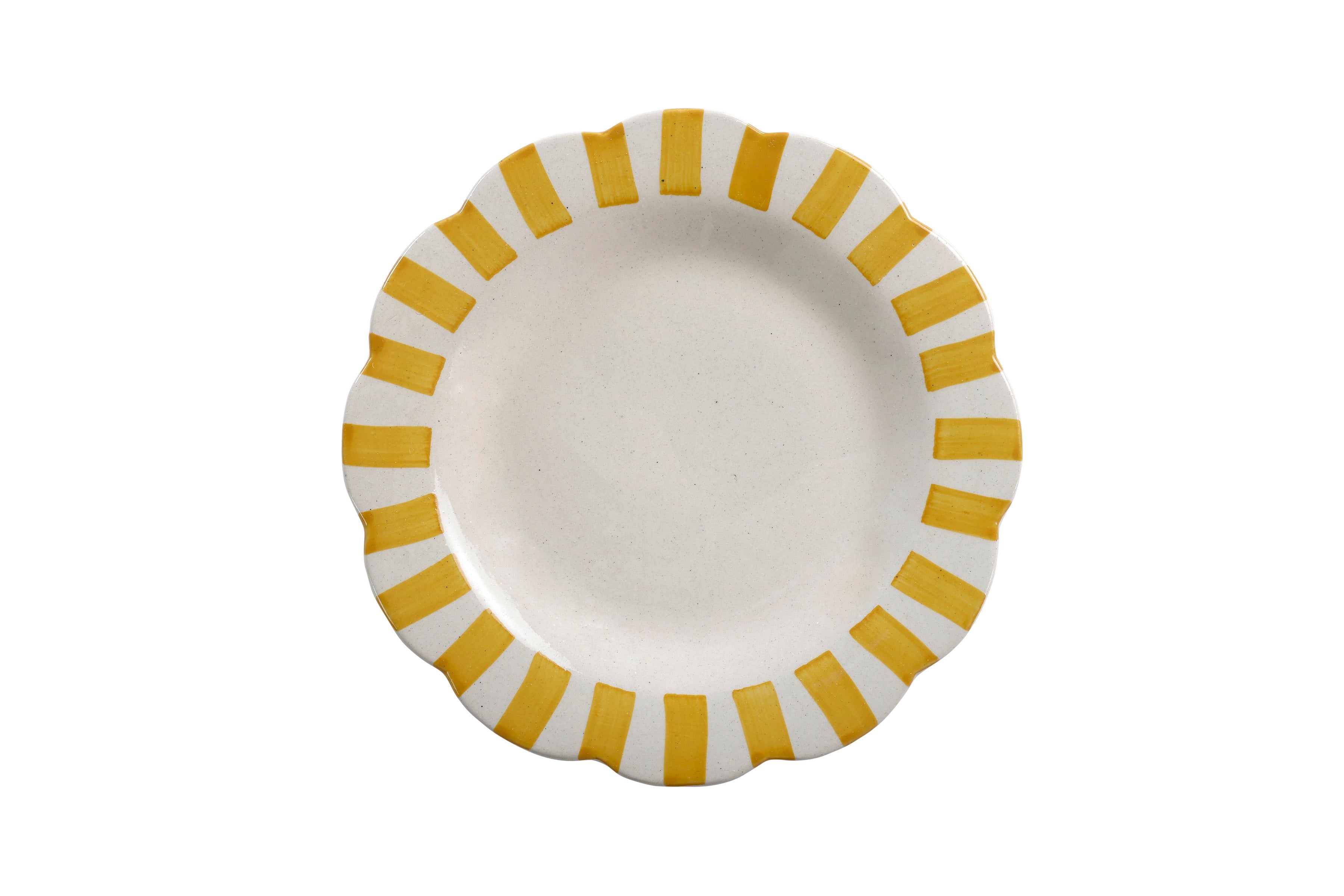 Ceramic Stripe Dinner Plate in Yellow 10 inches - Set of 2