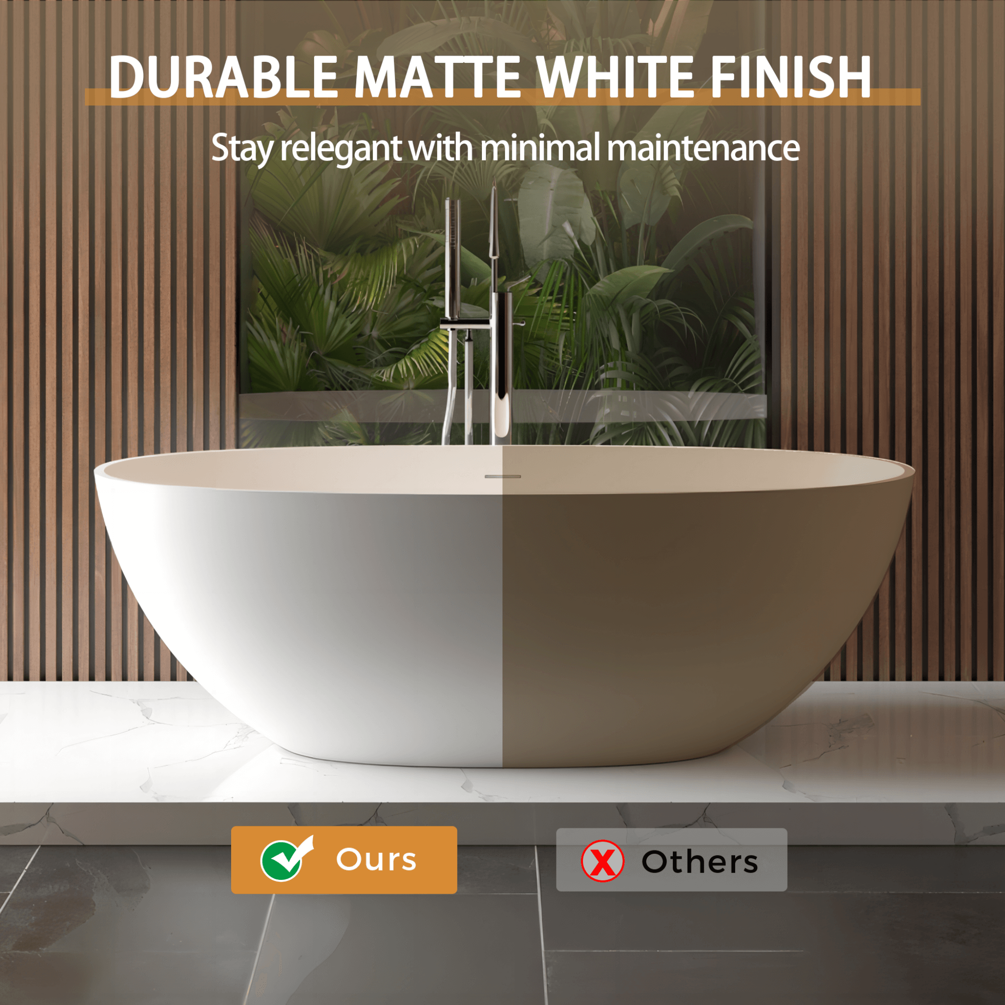 65" Luxury Freestanding Soaking Bathtub With Overflow And Pop-Up Drain
