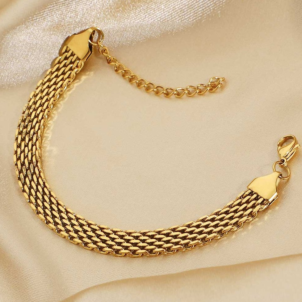 18K Gold-Plated Wide Chain Bracelet Lifestyle 2