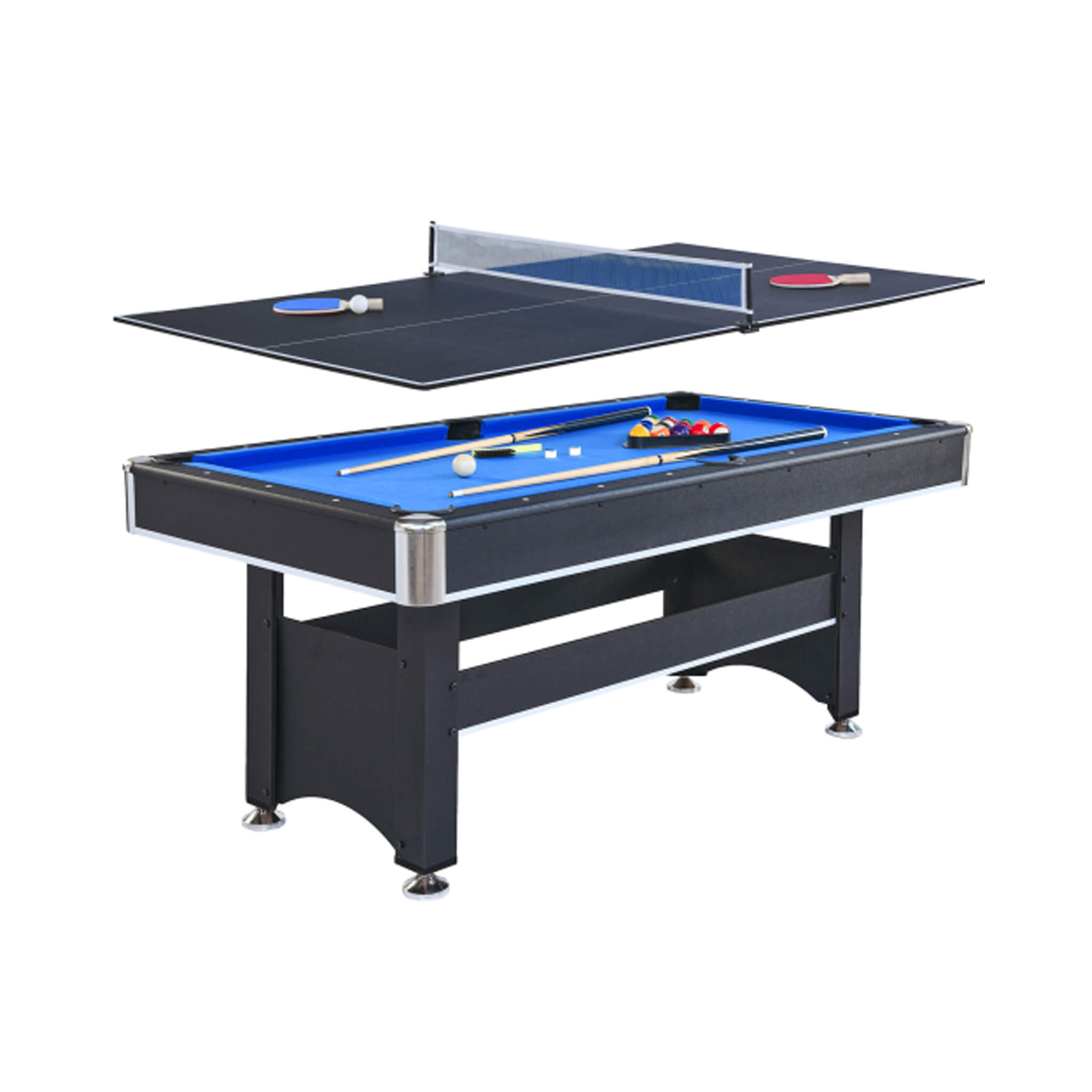 6FT Premium Wooden Multifunctional Pool Table With Table Tennis Top