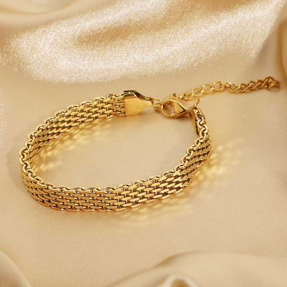 18K Gold-Plated Wide Chain Bracelet Lifestyle