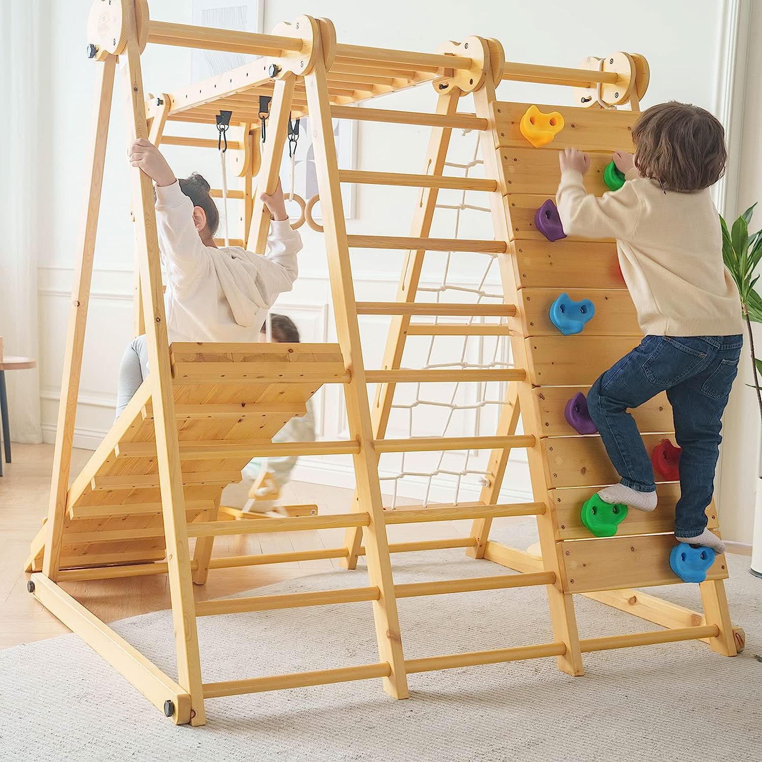 Chestnut 8-in-1 Jungle Gym for Toddlers | Indoor & Outdoor Wooden Playset
