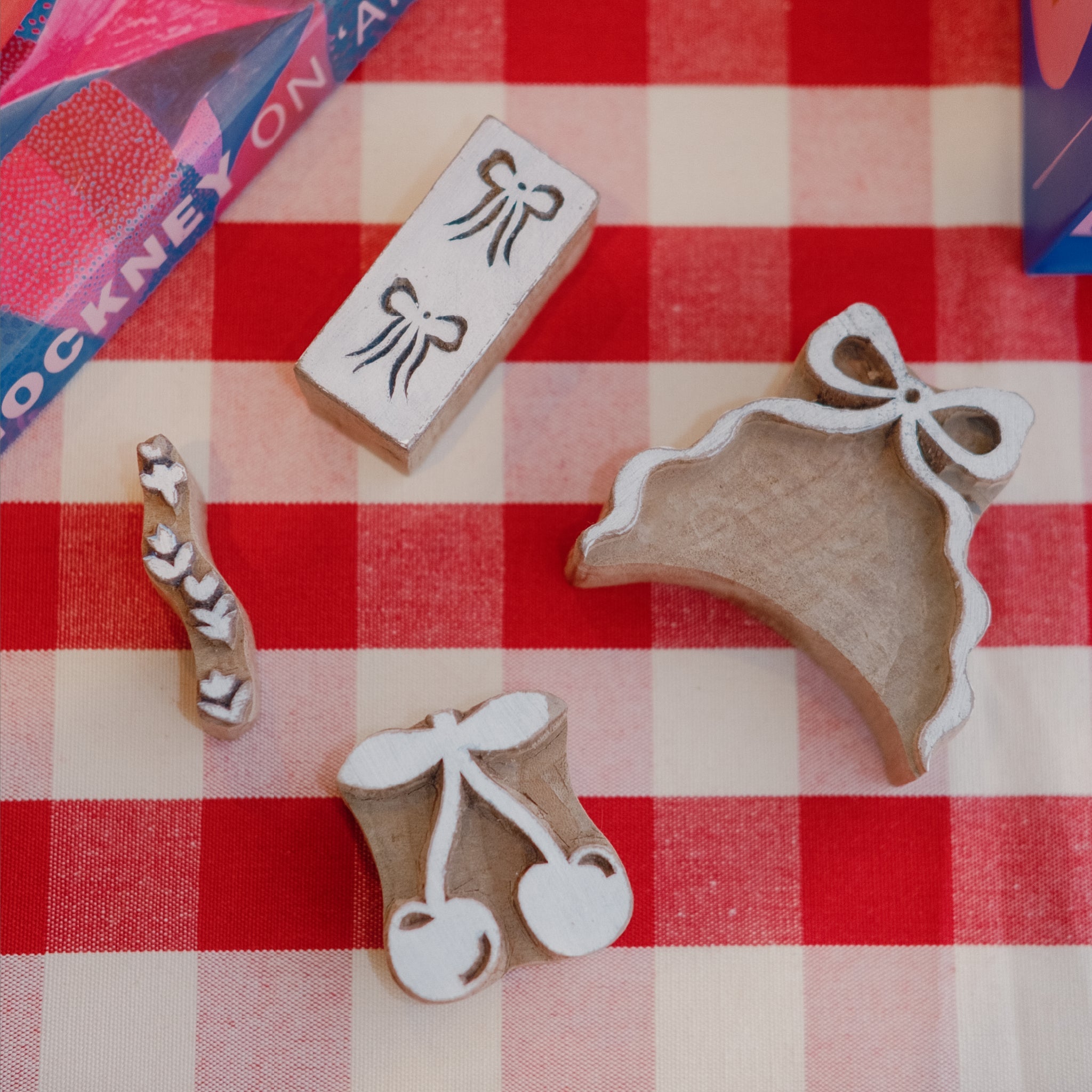 Block Printing Kit - Cherry Bow Print Tote Bag