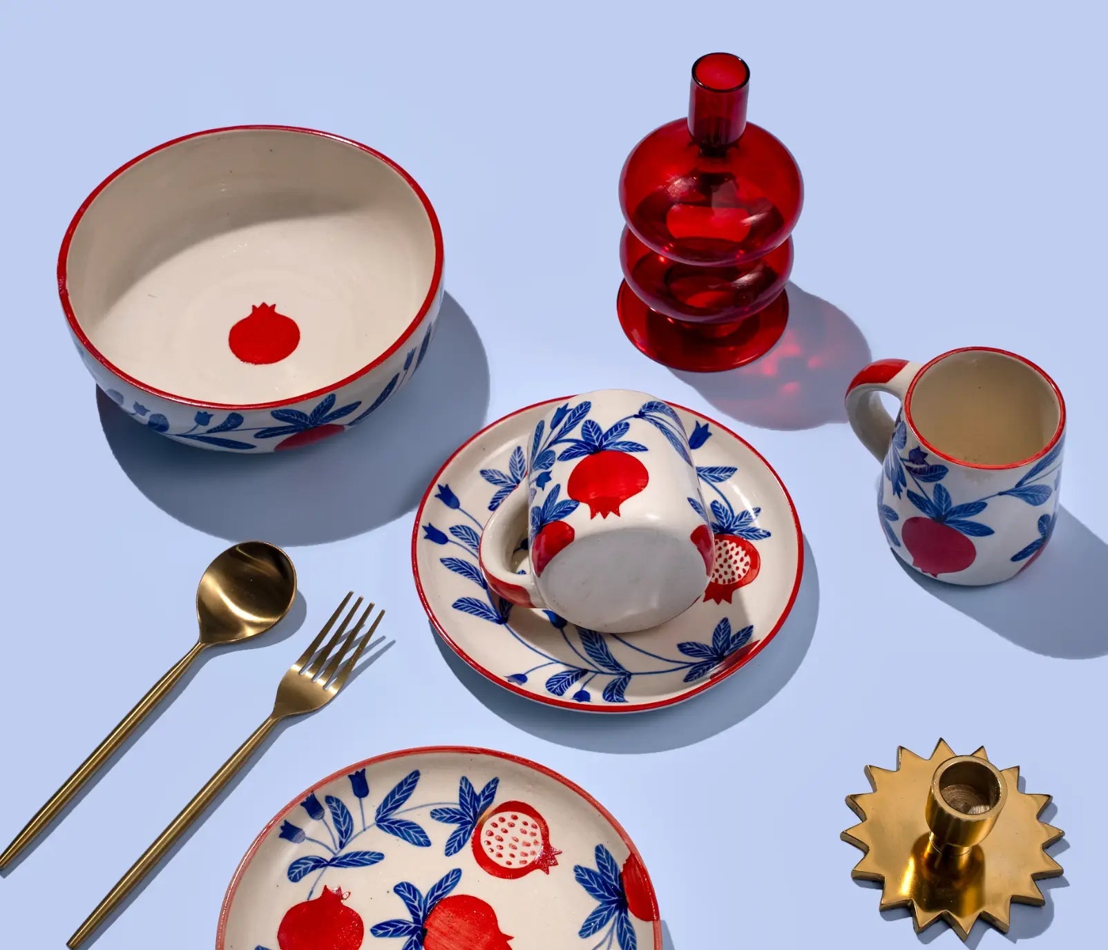 Indian Anaar Bowl, Red - 2.5x7 Inches ( Set of 2 )