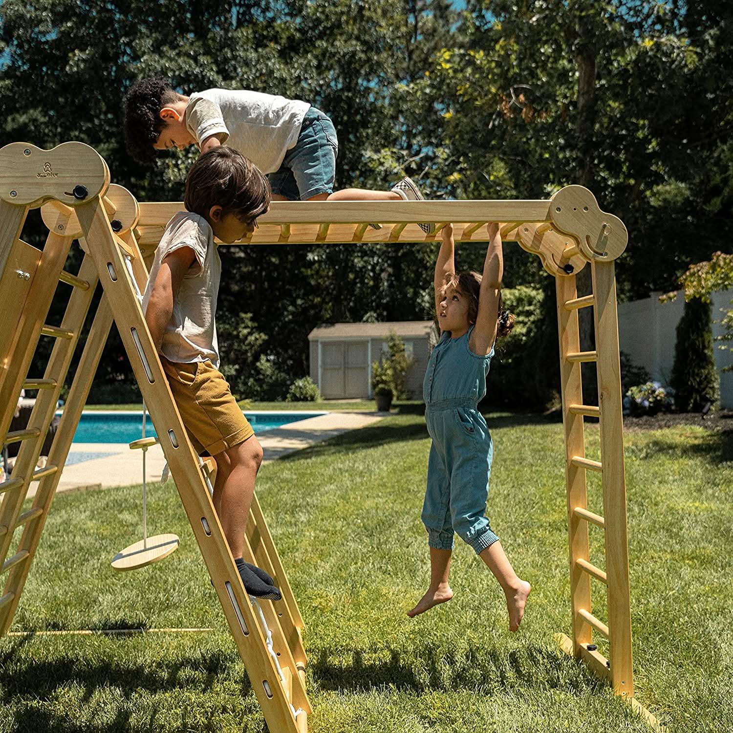 Chestnut 8-in-1 Jungle Gym for Toddlers | Indoor & Outdoor Wooden Playset