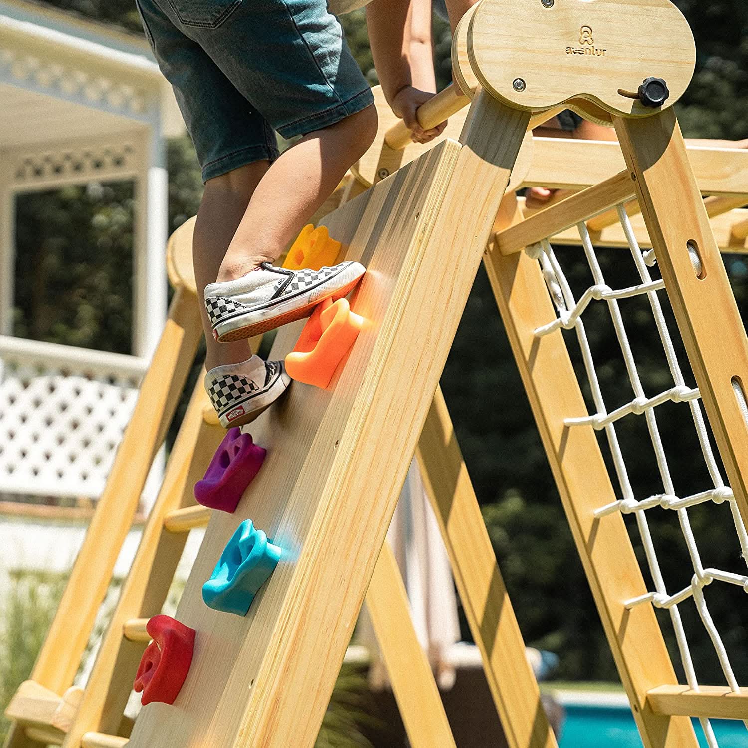 Chestnut 8-in-1 Jungle Gym for Toddlers | Indoor & Outdoor Wooden Playset