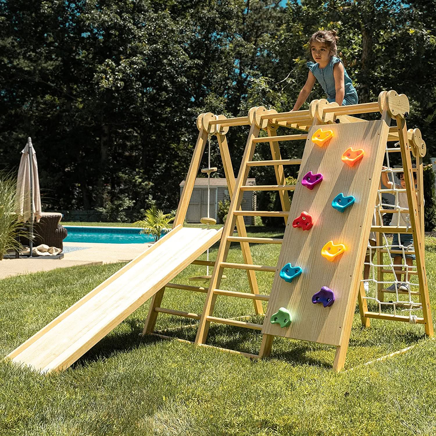 Chestnut 8-in-1 Jungle Gym for Toddlers | Indoor & Outdoor Wooden Playset