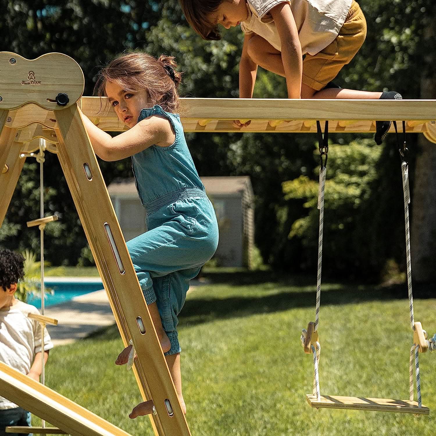 Chestnut 8-in-1 Jungle Gym for Toddlers | Indoor & Outdoor Wooden Playset