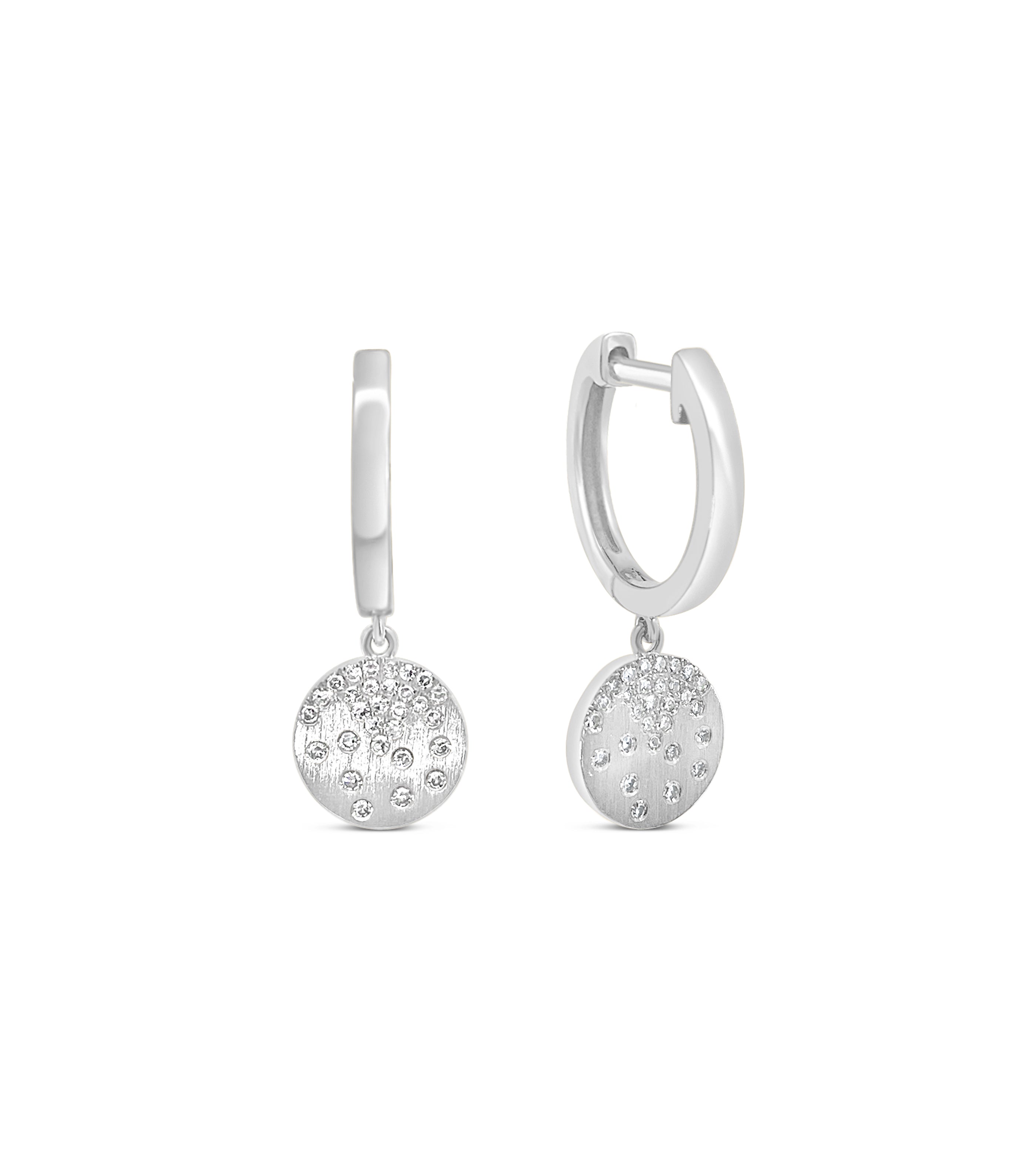 Diamond Celestial Disc Dangle Earring