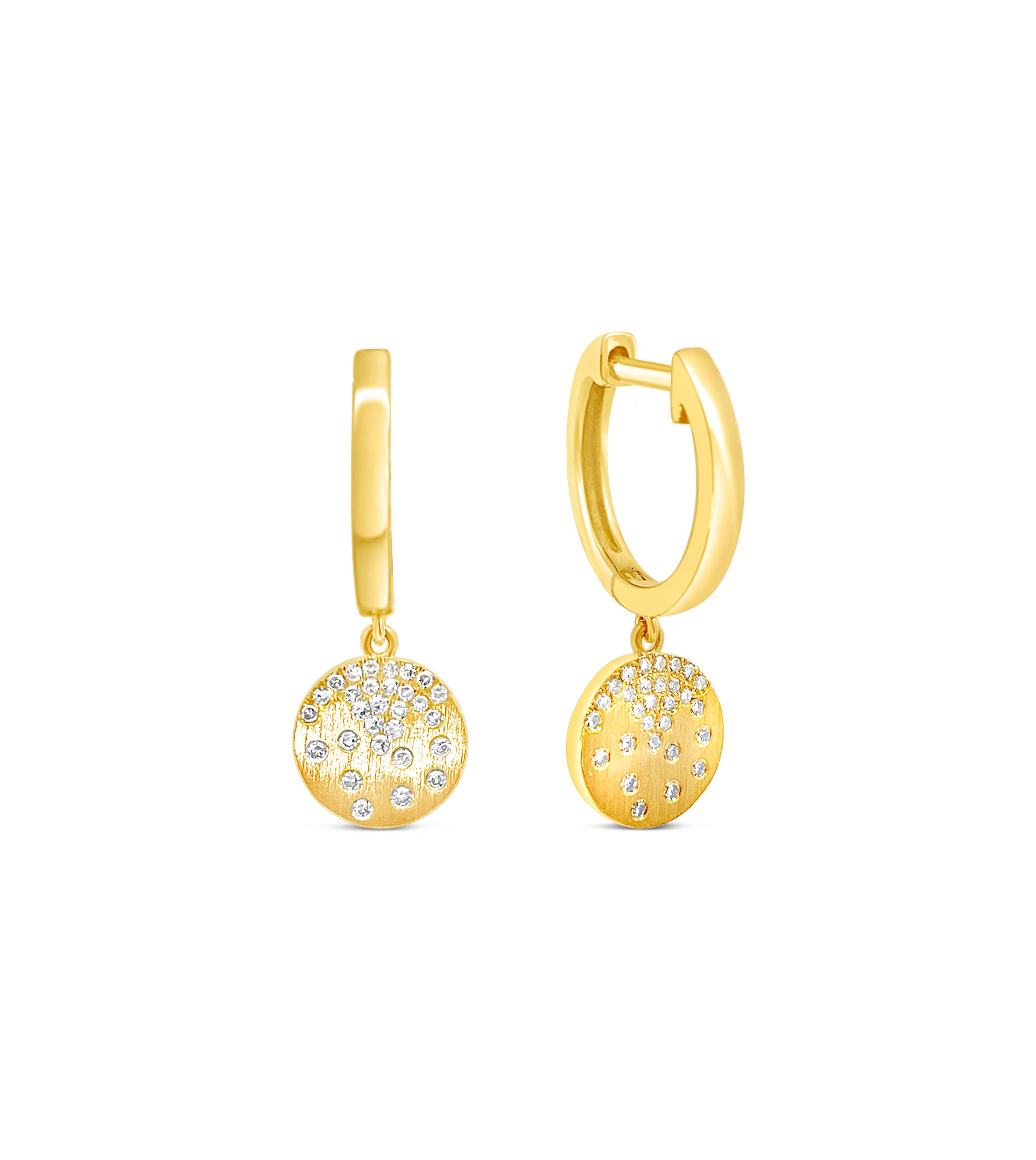 Diamond Celestial Disc Dangle Earring