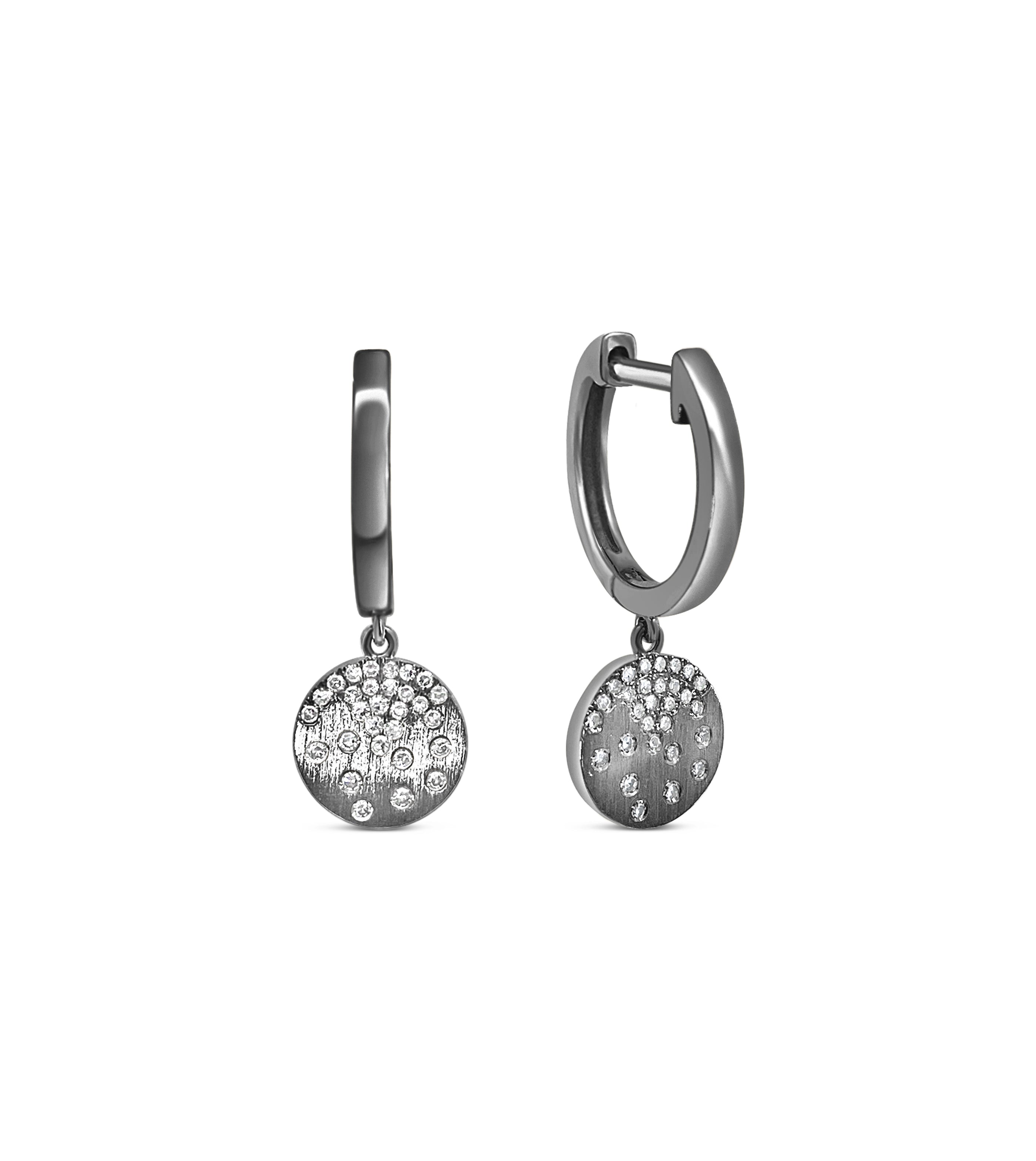 Diamond Celestial Disc Dangle Earring