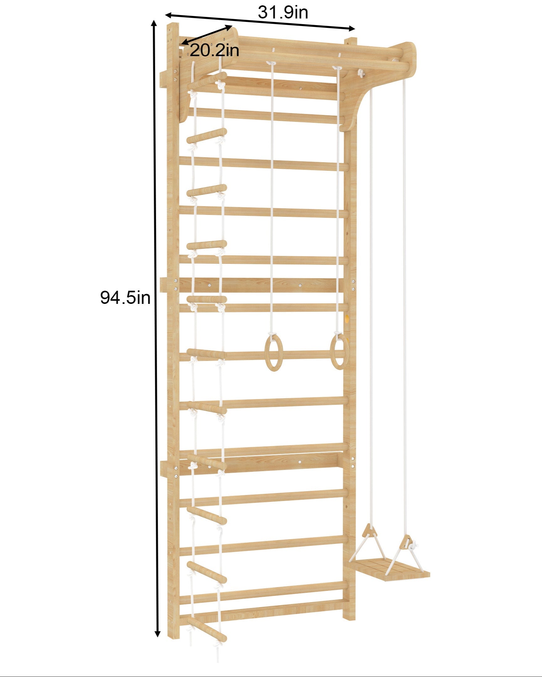 Walnut Modular 9-in-1 Swedish Ladder Wall Gym – Indoor Climber for Kids & Toddlers