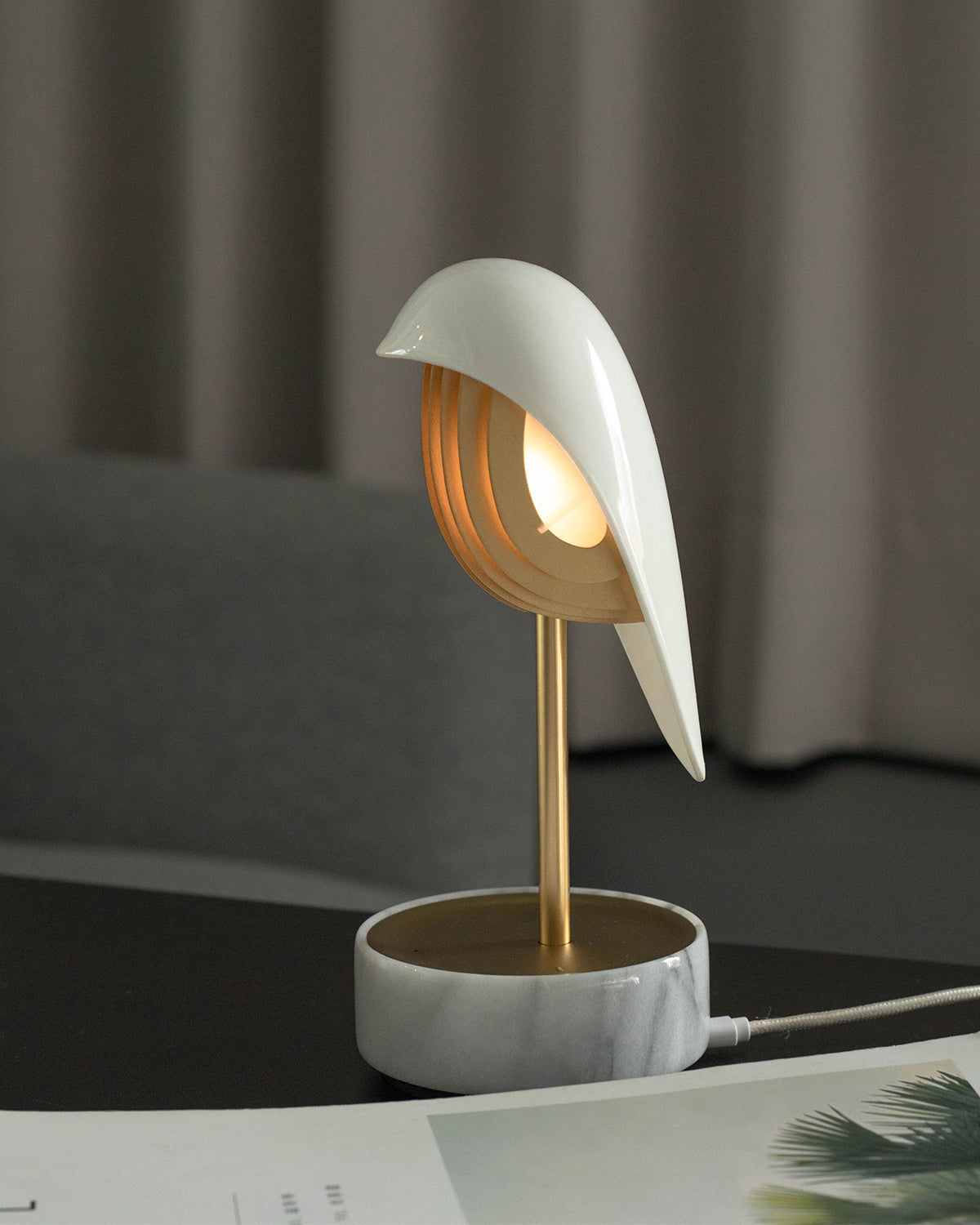 CHIRP Alarm Clock + Light | White Marble And Gold