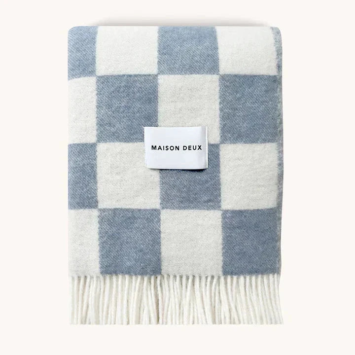 CHECKERBOARD Blanket | Denim Blue / White