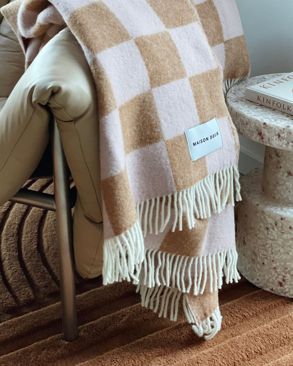 CHECKERBOARD Blanket | Terra Brown / Pink