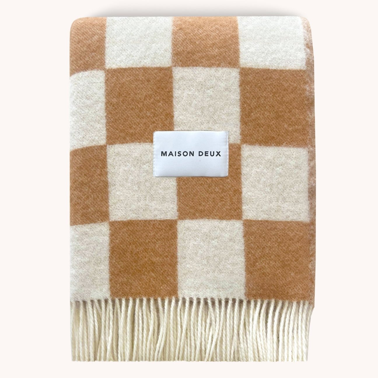 CHECKERBOARD Blanket | Terra Brown / White