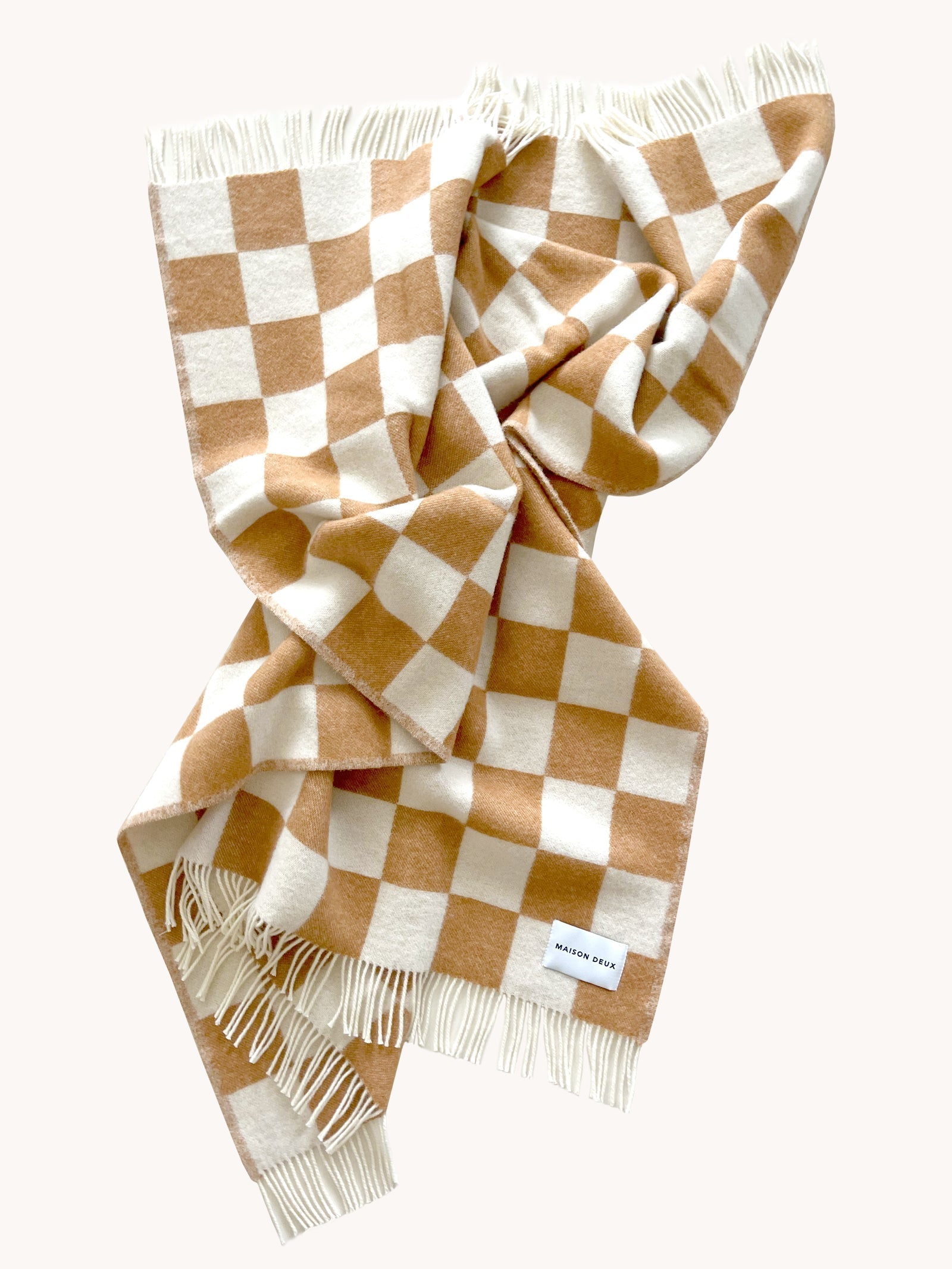 CHECKERBOARD Blanket | Terra Brown / White