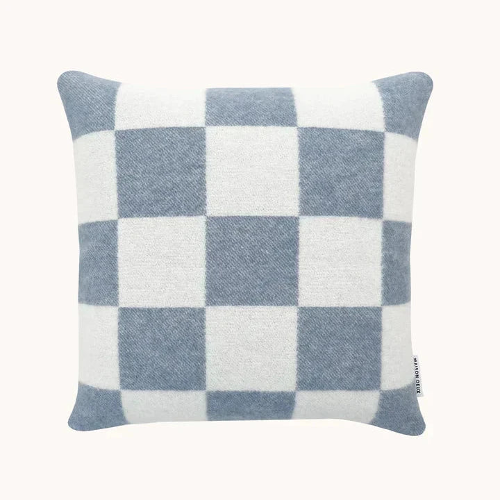 CHECKERBOARD Pillow Cover | Denim Blue / White