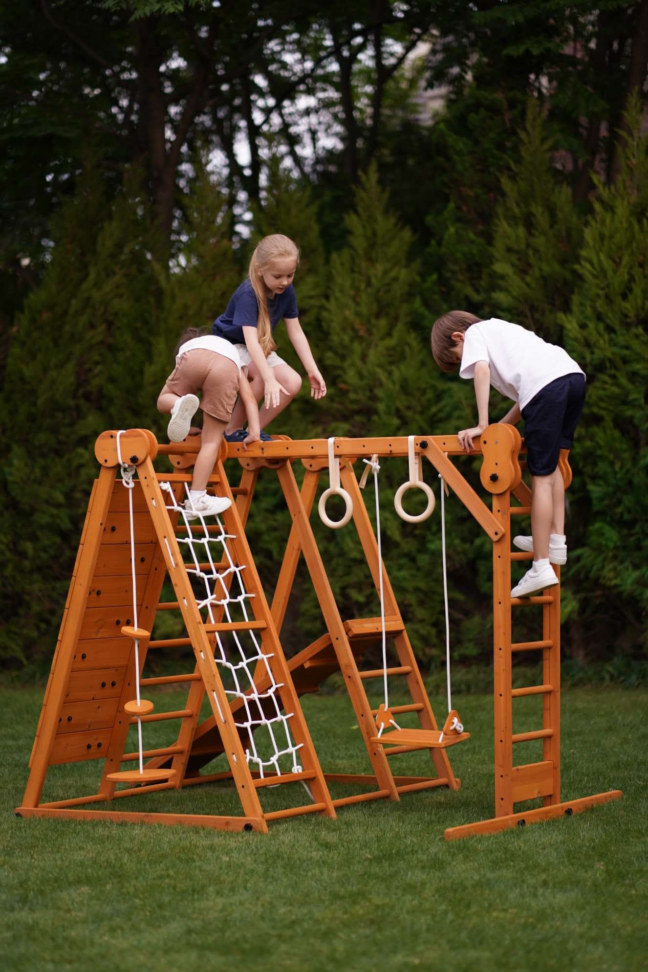 Chestnut 8-in-1 Jungle Gym for Toddlers | Indoor & Outdoor Wooden Playset